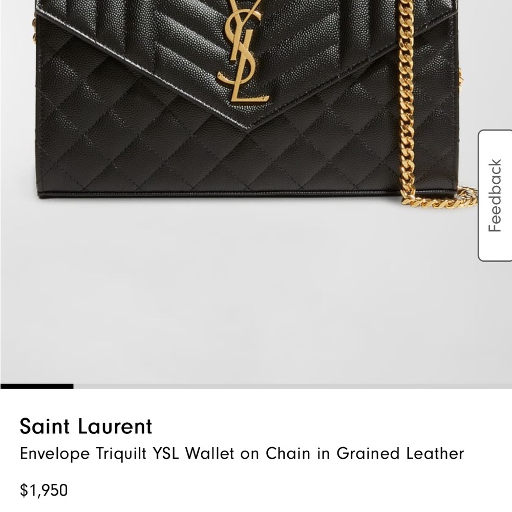 Saint Laurent Black Quilted Clutch with Gold Chain - Picture 8 of 8
